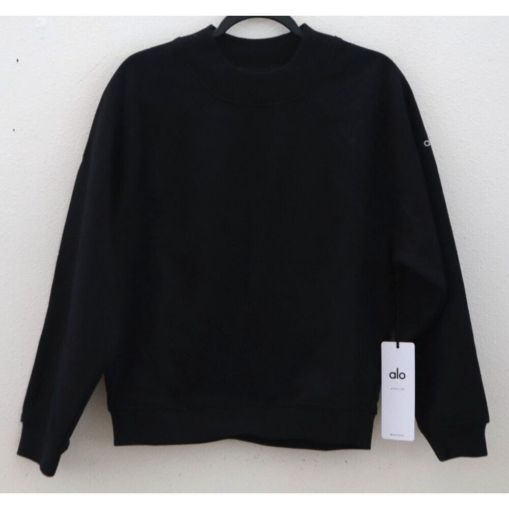 Alo Yoga W3684R Women’s Sz XS Black Renown Heavy Weight Crew Neck Pullover